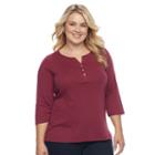 Plus Size Croft & Barrow&reg; Splitneck Tee, Women's, Size: 3xl, Dark Red