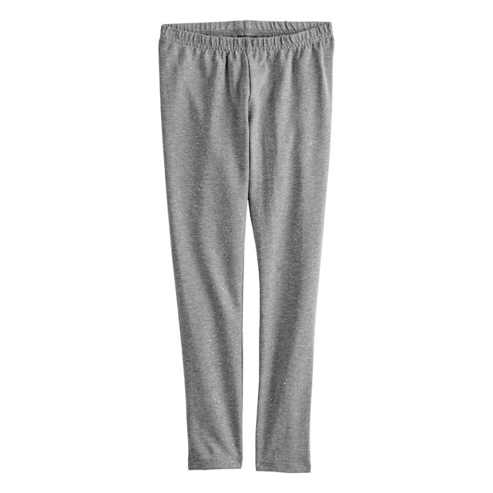 Girls 4-10 Jumping Beans&reg; Glittery Full-length Leggings, Size: 7, Med Grey