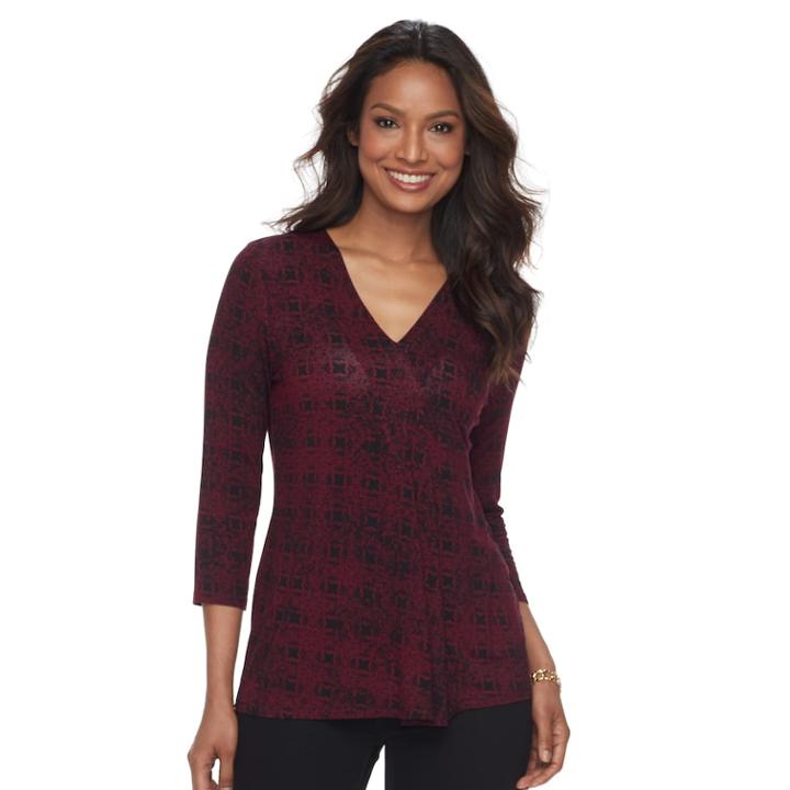 Women's Dana Buchman Release-pleat Top, Size: Medium, Dark Red