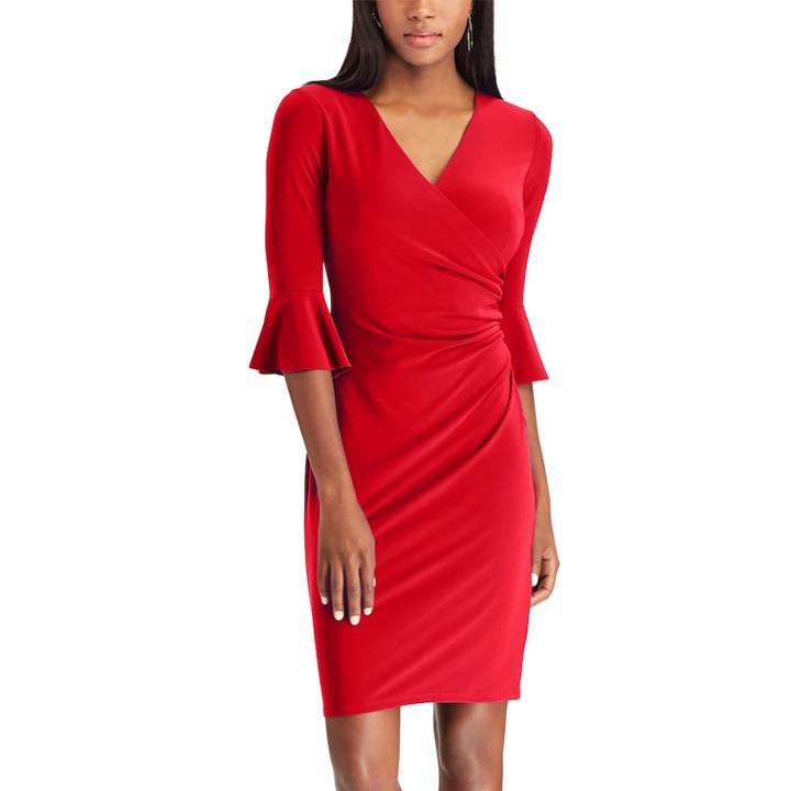 Petite Chaps Ruffle-sleeve Sheath Dress, Women's, Size: Xl Petite, Red