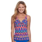 Women's Apt. 9&reg; Striped Twist-front Tankini Top, Size: Small, Waikiki Ikat