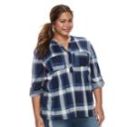 Plus Size French Laundry Plaid Tunic Top, Women's, Size: 1xl, Brt Blue