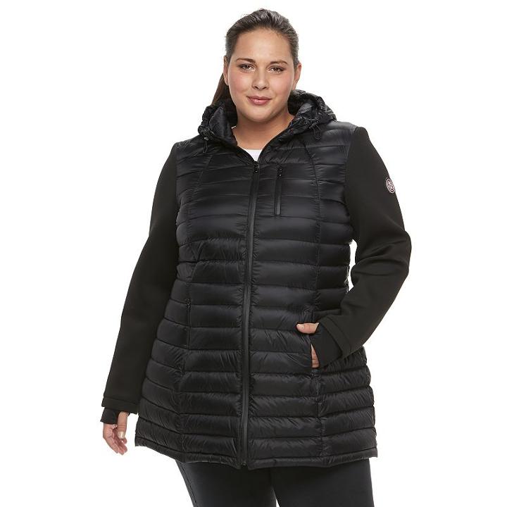 Plus Size Halitech Hooded Puffer Neoprene Jacket, Women's, Size: 3xl, Black