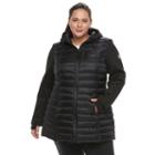 Plus Size Halitech Hooded Puffer Neoprene Jacket, Women's, Size: 3xl, Black