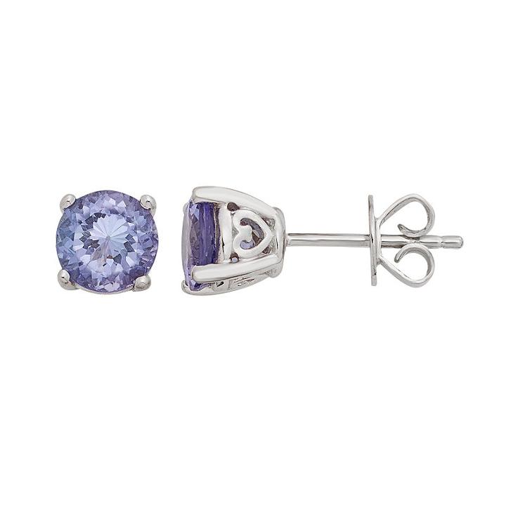 Sterling Silver 5 Mm Tanzanite Stud Earrings, Women's, Blue