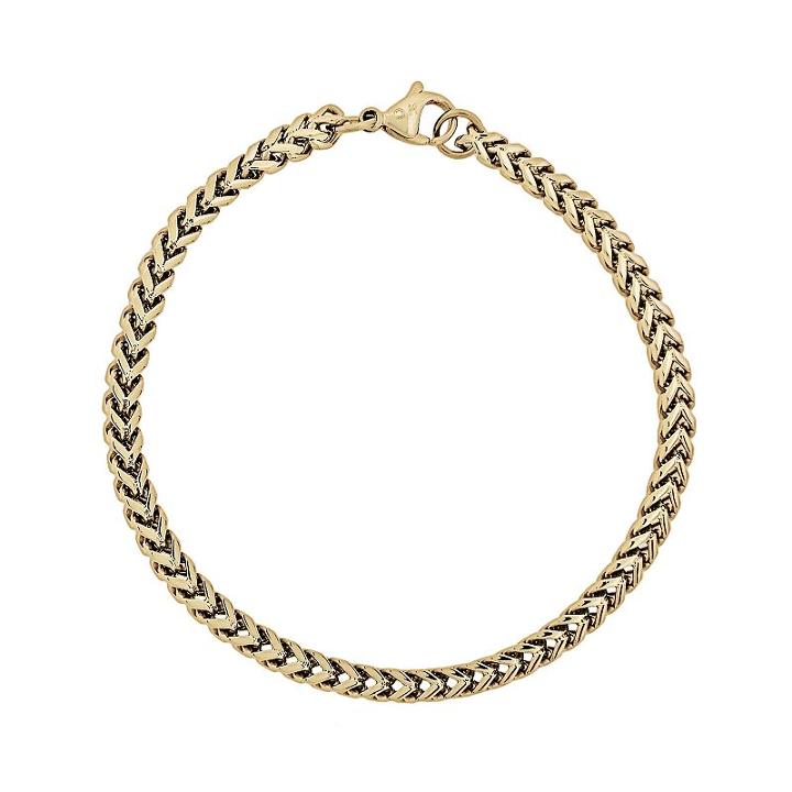 Lynx Yellow Ion-plated Stainless Steel Foxtail Chain Bracelet - 9-in, Men's, Size: 9