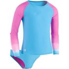 Girls 7-16 Under Armour Long Sleeve Ombre Rashguard & Bottoms Swimsuit Set, Girl's, Size: 10, Pink