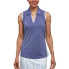 Women's Pebble Beach Printed Trim Sleeveless Golf Polo, Size: Small, Med Purple