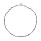 Sterling Silver Beaded Singapore Chain Bracelet, Women's, Size: 7.5, Grey