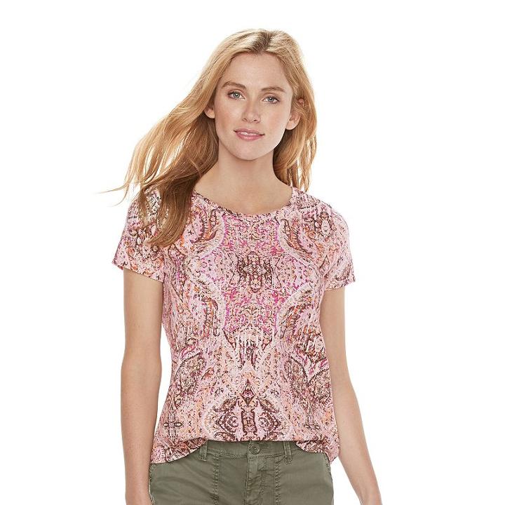 Women's Sonoma Goods For Life&trade; Essential Print Tee, Size: Xs, Brt Pink