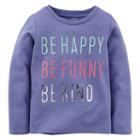 Girls 4-8 Carter's Be Happy Be Funny Be Kind Foil Graphic Long Sleeve Tee, Size: 5, Purple