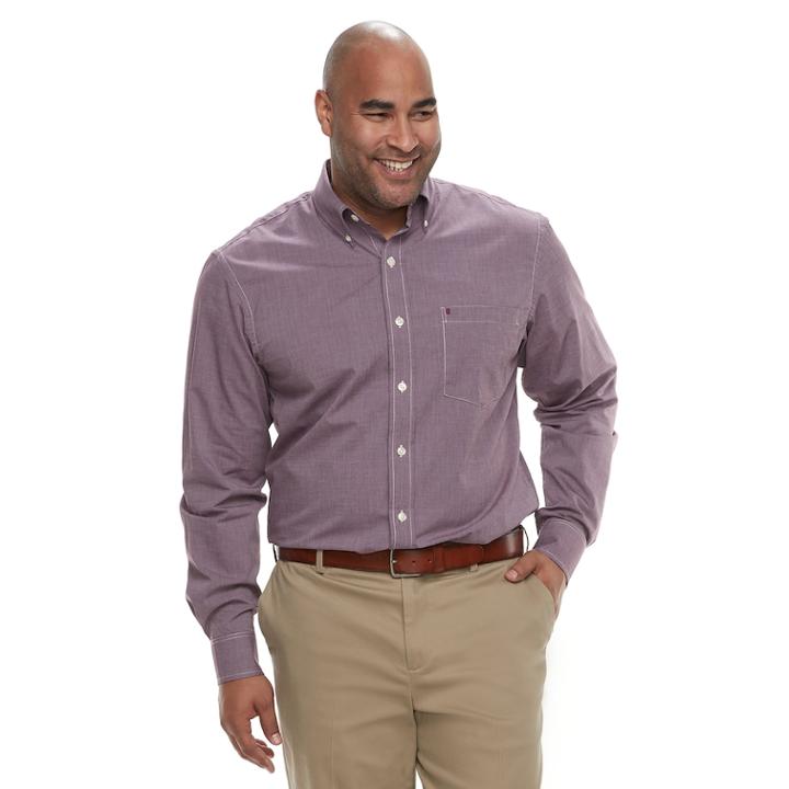 Big & Tall Izod Premium Essentials Classic-fit Stretch Button-down Shirt, Men's, Size: 3xl Tall, Drk Purple