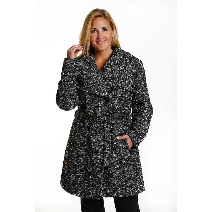 Excelled, Plus Size Belted Boucle Jacket, Women's, Size: 1xl, Multicolor