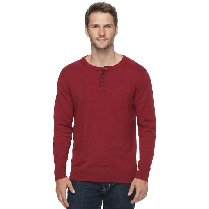 Men's Sonoma Goods For Life&trade; Coolmax Classic-fit Henley, Size: Medium, Dark Red