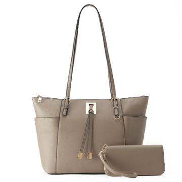 Deluxity Farrah Tote With Wallet, Women's, Grey