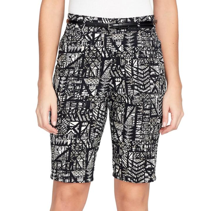 Women's Gloria Vanderbilt Anita Belted Twill Bermuda Shorts, Size: 14, Black