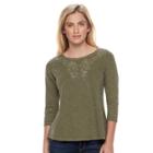 Petite Sonoma Goods For Life&trade; Embroidered Tee, Women's, Size: M Petite, Green
