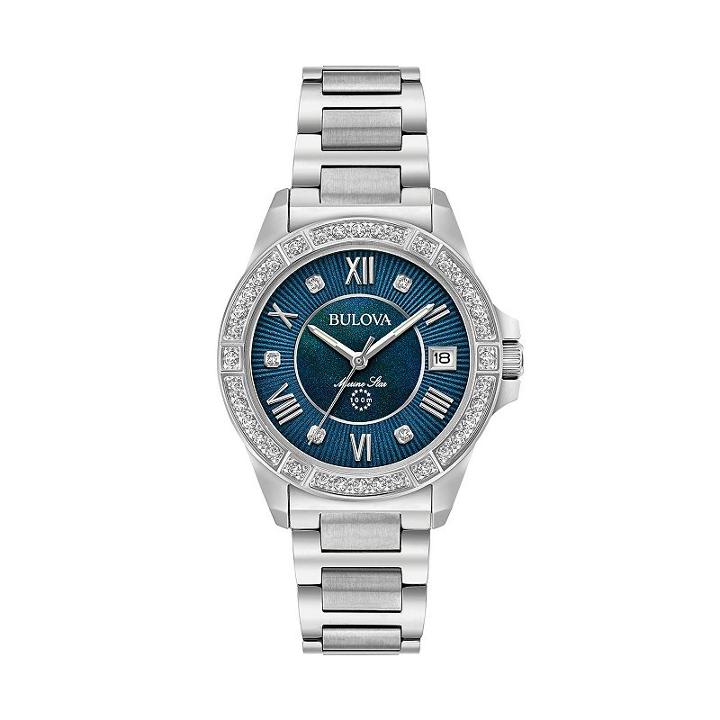 Bulova Women's Marine Star Diamond Stainless Steel Watch - 96r215, Grey