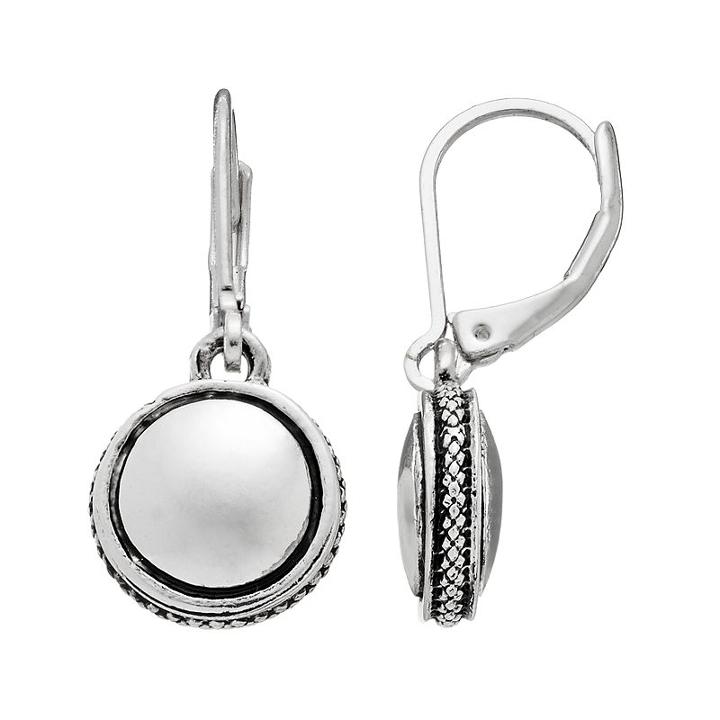 Napier Circle Textured Drop Earrings, Women's, Silver
