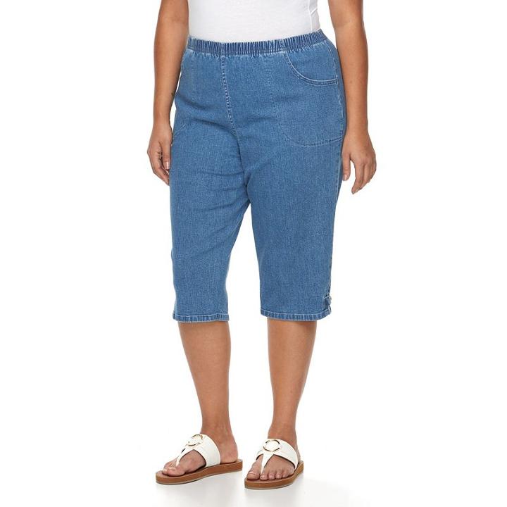 Plus Size Croft & Barrow&reg; Embellished Skimmer Capris, Women's, Size: 3xl, Med Blue