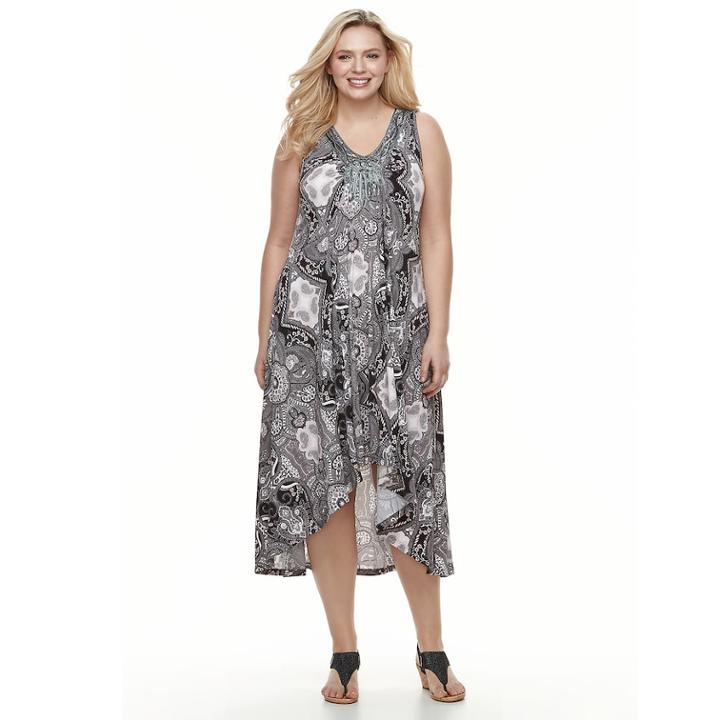 Plus Size World Unity Soutache High-low Dress, Women's, Size: 3xl, Grey