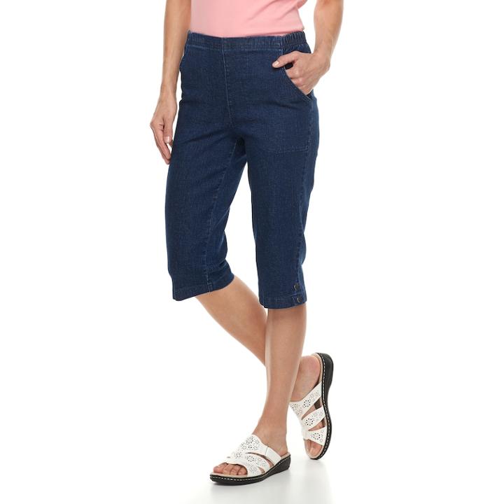 Women's Croft & Barrow&reg; Pull-on Snap Hem Skimmer Capris, Size: Xl, Dark Blue