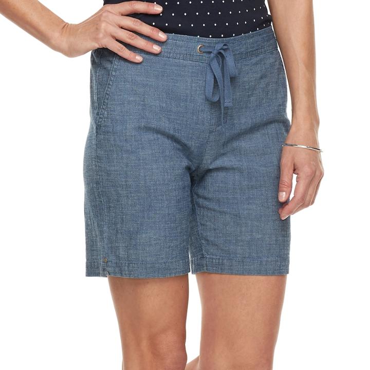 Women's Croft & Barrow&reg; Pull-on Sheeting Shorts, Size: Large, Med Blue