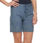 Women's Croft & Barrow&reg; Pull-on Sheeting Shorts, Size: Large, Med Blue