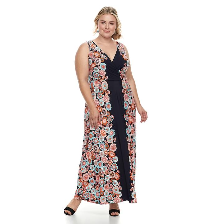 Plus Size Suite 7 Floral Maxi, Women's, Size: 2xl, Blue (navy)