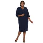Plus Size Maya Brooke Embroidery Dress & Jacket Set, Women's, Size: 14w T/l, Blue (navy)