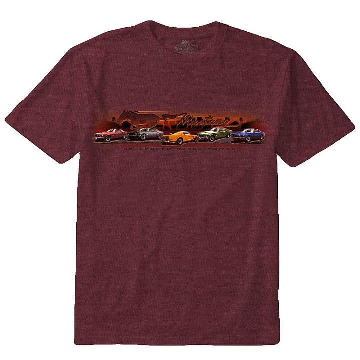 Men's Newport Blue Mustang Unleashed Horsepower Tee, Size: Large, Brt Red