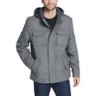 Men's Levi's&reg; Wool-blend Four-pocket Hooded Military Jacket, Size: Medium, Med Grey