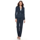 Women's Le Suit Tonal Plaid Suit Jacket & Straight-leg Pants Set, Size: 12, Blue (navy)
