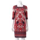 Women's Studio One Medallion Sheath Dress, Size: 8, Brt Red