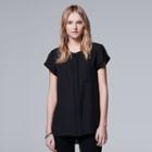 Women's Simply Vera Vera Wang Chiffon High-low Top, Size: Xs, Black