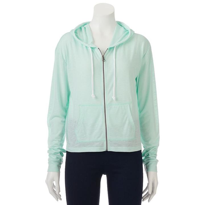 Juniors' So&reg; Perfectly Soft Zip Up Hoodie, Teens, Size: Xl, Brt Green