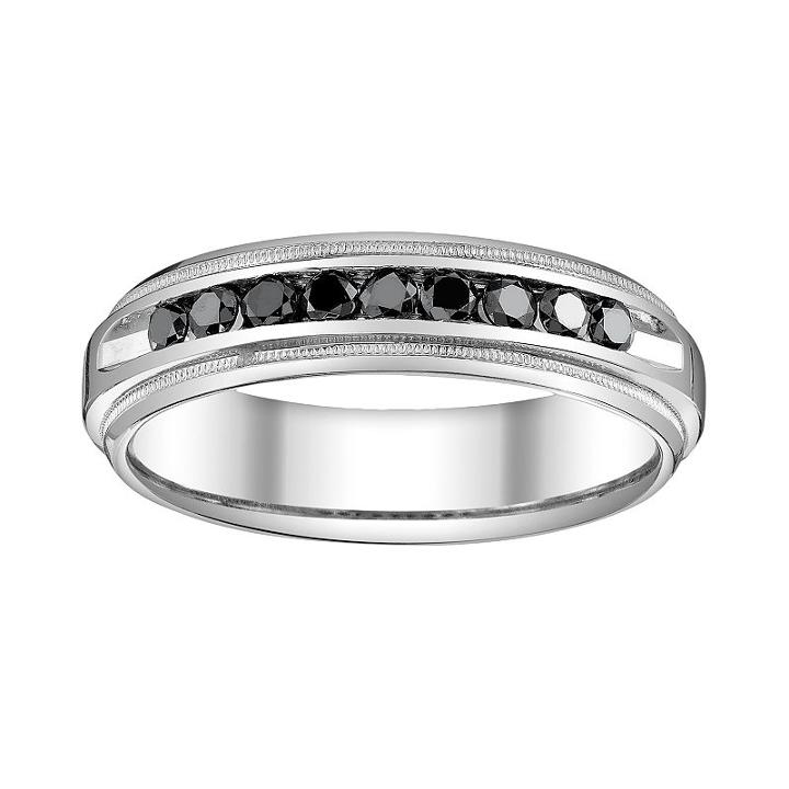 Platina 4 1/2-ct. T.w. Black Diamond Wedding Band - Men, Size: 8