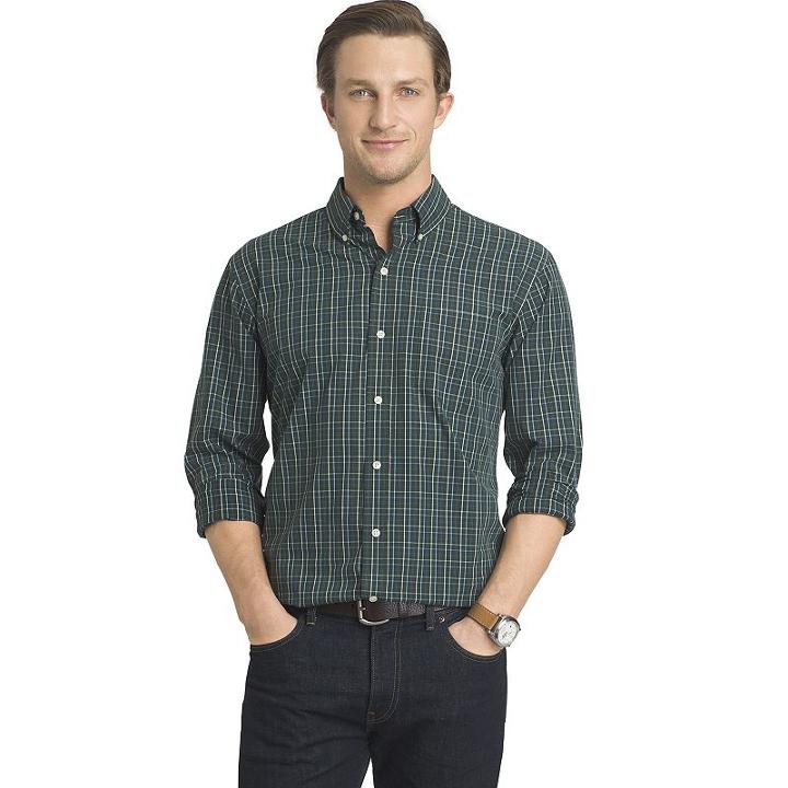 Big & Tall Arrow Hamilton Classic-fit Plaid Poplin Button-down Shirt, Men's, Size: L Tall, Green Oth
