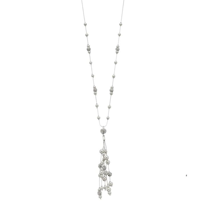Simulated Pearl Tassel Pendant Necklace, Women's, White Oth