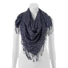 Keds Patterned Sheer Fringed Square Scarf, Women's, Blue (navy)
