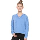 Juniors' So&reg; Cropped Lace-up Hoodie, Teens, Size: Xl, Med Blue