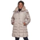 Plus Size Tower By London Fog Long Faux-fur Trim Down Puffer Jacket, Women's, Size: 2xl, Light Pink