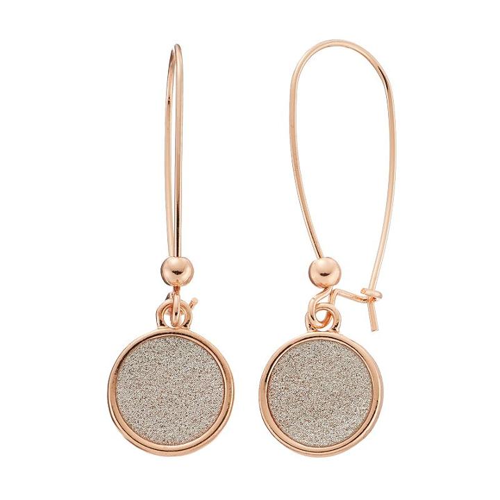 Glittery Disc Nickel Free Drop Earrings, Women's, Gold
