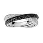 Oro Leoni Sterling Silver Black Spinel And White Topaz Ring - Made With Genuine Swarovski Gemstones, Women's, Size: 6.50
