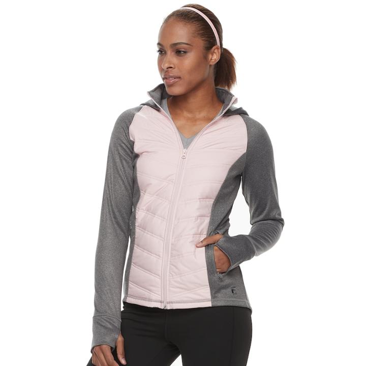 Women's Fila Sport&reg; Fleece Zip-up Hoodie, Size: Medium, Light Grey