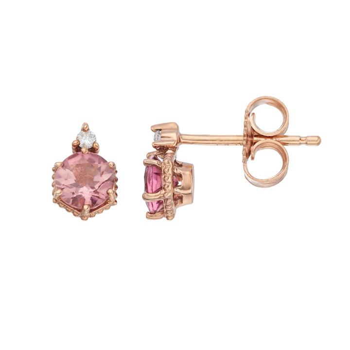 Lc Lauren Conrad 10k Rose Gold Pink Tourmaline & Diamond Accent Stud Earrings, Women's