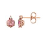 Lc Lauren Conrad 10k Rose Gold Pink Tourmaline & Diamond Accent Stud Earrings, Women's
