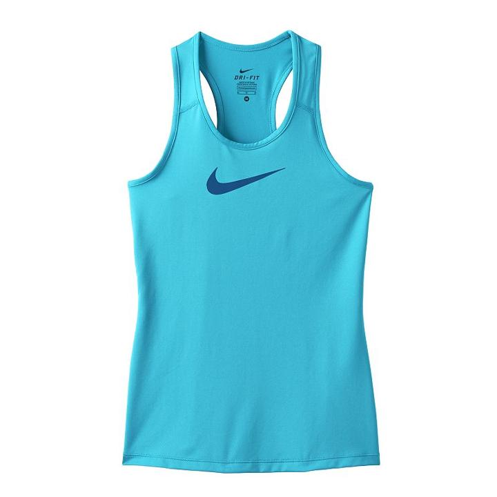 Girls' 7-16 Nike Dri-fit Logo Base Layer Racerback Tank Top, Girl's, Size: Large, Turquoise/blue (turq/aqua)