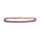 14k Rose Gold Over Silver Amethyst Tennis Bracelet, Women's, Size: 7, Purple