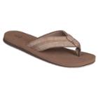 Men's Wembley Stitched Thong Flip-flops, Size: Large, Brown
